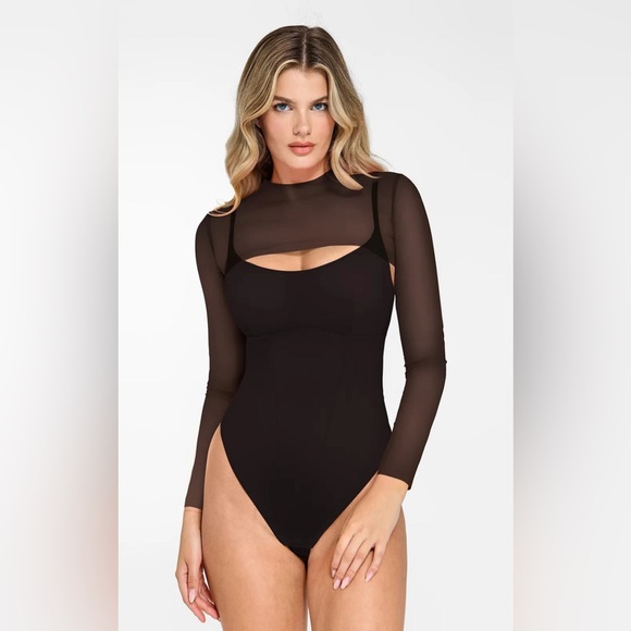 Popilush Other - Popilush Shapewear Long Sleeve Mesh Shrug Sculpting Bodysuit Set